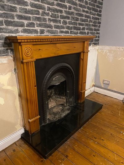 Fireplace solid wood with iron surround
