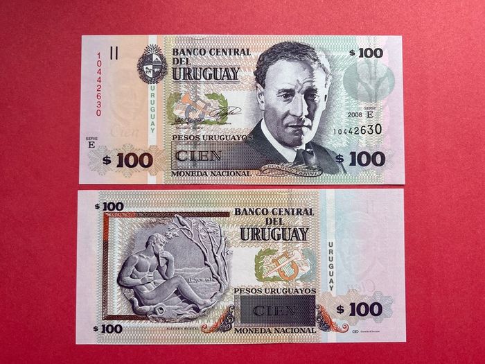 Uruguay. 100  Uruguayos  2008. Pick 88f.  ( Uncirculated )