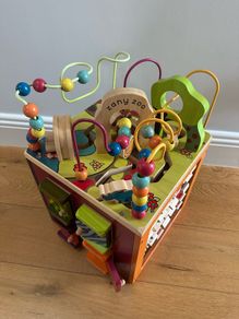 Wooden activity center, wooden building blocks