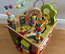 Wooden activity center, wooden building blocks