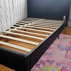 bed frame black leather