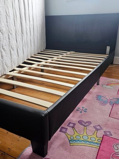 bed frame black leather