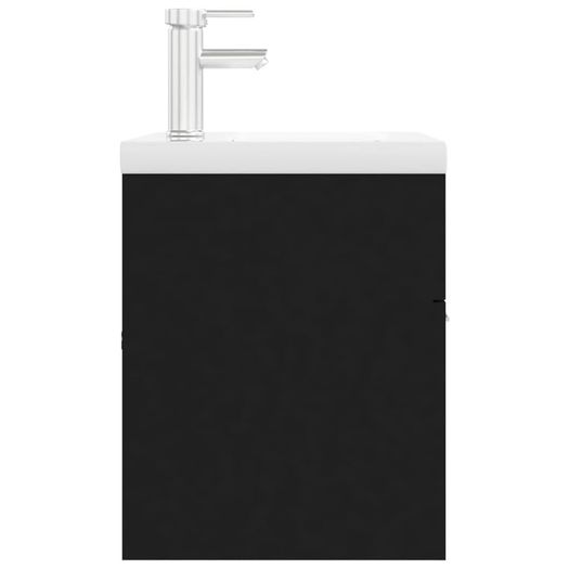 Sink Cabinet with Built-in Basin Black Chipboard