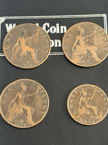 British one penny (3) & a half penny