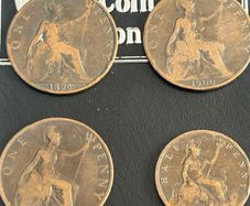 British one penny (3) & a half penny