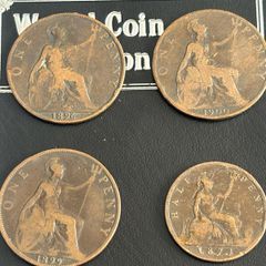 British one penny (3) & a half penny