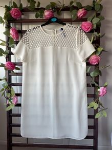 dress ivory short sleeve tunic dress sizev10/12