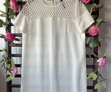 dress ivory short sleeve tunic dress sizev10/12