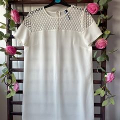 dress ivory short sleeve tunic dress sizev10/12