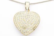 Vintage Cubic Zirconia Heart 925 Silver Necklace