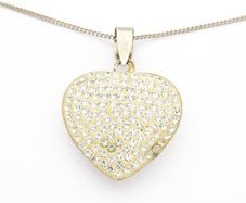 Vintage Cubic Zirconia Heart 925 Silver Necklace