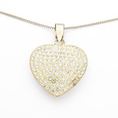 Vintage Cubic Zirconia Heart 925 Silver Necklace