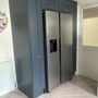 kitchen units from in-house panelling centre in alderley cashmere and navy blue