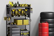 4 tier Tool Organizer Cart 150 lbs Load Capacity Floor Stand Rolling Drill Holder and Stability Storage Rack, Heavy Duty Garage Floor Rolling Storage Cart for Workshop, Garage