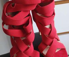 Red strappy stiletto heels - size 6