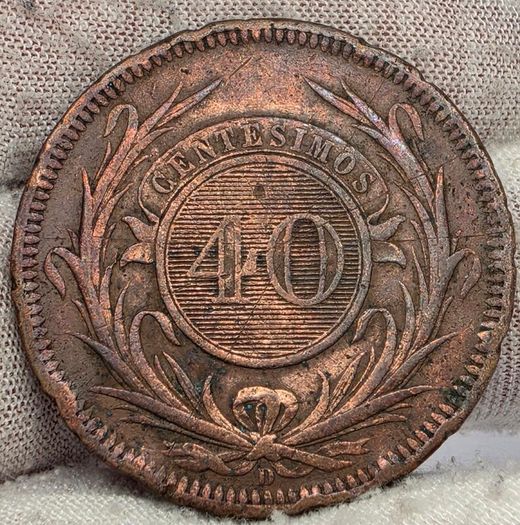 Uruguay 1857 D 40 Centesimos Coin