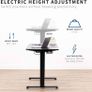 FREE EXPRESS SHIPPING Electric Height Adjustable 112 x 61 cm Stand Up Desk, Standing Workstation with Memory Controller, Black Top Image 6