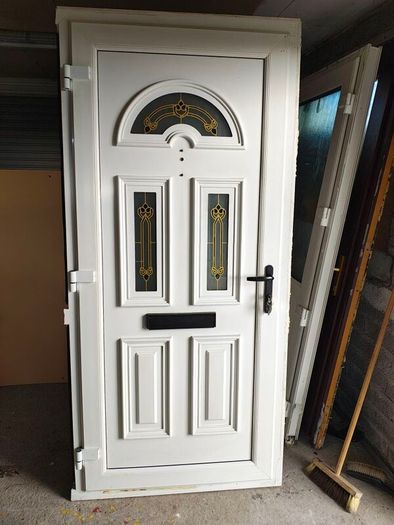 Red with white frame upvc door