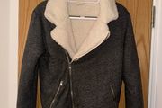 Abercrombie and Fitch Grey Jacket with Cream Sherpa Inside Womans Size Medium