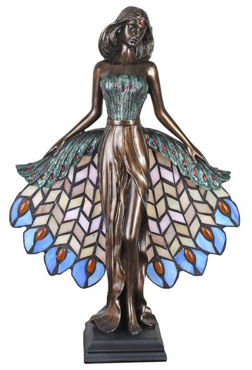 Art Nouveau Villa Tiffany Table Lamp Handcrafted Stained Glass Lady Lamp
