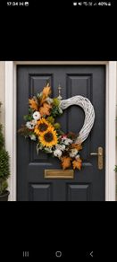 55cm white wicker autumnal wreath