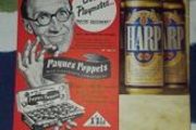 Vintage Chocolate Paynes Poppets Sweet Shop Counter Top Display - Cardboard Stand- Mint