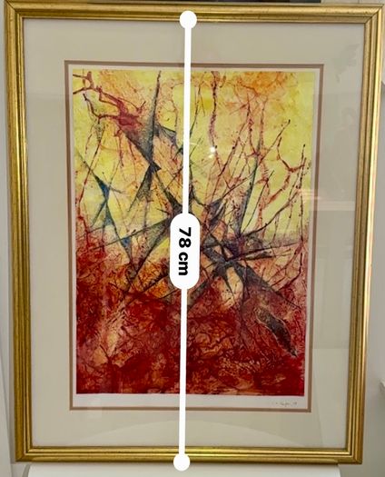 Large 2001 Crimson Abstract Expressionist Painting - Signed C.A. Clayton (Ballymena Frame)