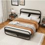 King Size Bed Frame Metal Platform Bed Frame with Wood Headboard Image 7