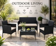 Rattan Garden Furniture Set 4 Piece Patio Furniture Set Outdoor Garden Sofa Set