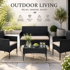 Rattan Garden Furniture Set 4 Piece Patio Furniture Set Outdoor Garden Sofa Set