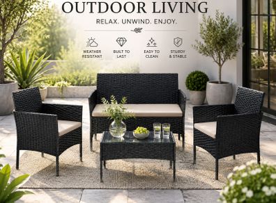 Rattan Garden Furniture Set 4 Piece Patio Furniture Set Outdoor Garden Sofa Set