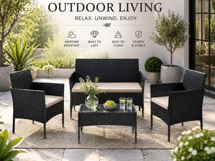 Balcony Garden Furniture Set PE Polyrattan Lounge Set Patio Furniture
