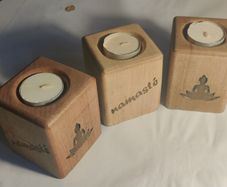 Candle Holders Set of 3 Hardwood