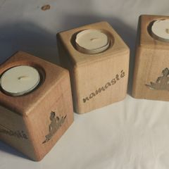Candle Holders Set of 3 Hardwood