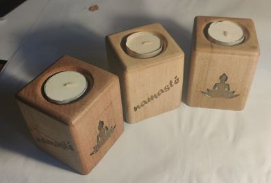Candle Holders Set of 3 Hardwood