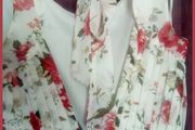 Jasmine of London High Low Pin Pleat V back Lined Chiffon Floral Dress.