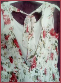 Jasmine of London High Low Pin Pleat V back Lined Chiffon Floral Dress.