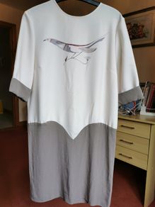 Victoria Beckham Two Tone bird print dress UK 14
