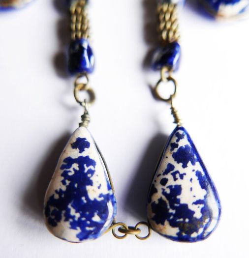 Vintage Ethnic Lapis Pendant Drop Necklace