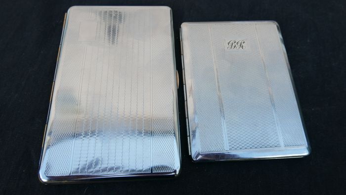1960's Kincraft Vintage Chrome Metal Cigarette Case, Art Deco Engine Turned Design, Made In England