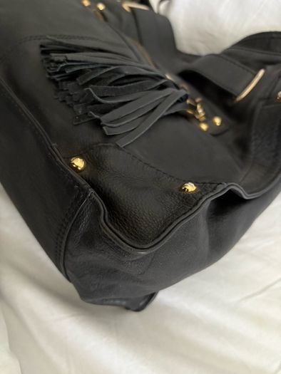 Black pure leather handbag Dune