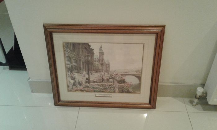 Vintage Oak-Framed Glass-Fronted Print by Marie Firmin Girard