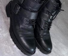 Dune London Pamir Black Reall Leather Biker Boots UK 6 / EU 39 Wide Fit