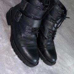 Dune London Pamir Black Reall Leather Biker Boots UK 6 / EU 39 Wide Fit