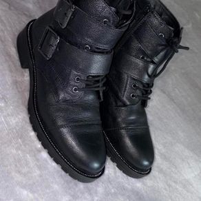 Dune London Pamir Black Reall Leather Biker Boots UK 6 / EU 39 Wide Fit