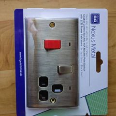 BG Electrical 45 A Metal Cooker Socket Switch Unit with Neon - Antique Brass