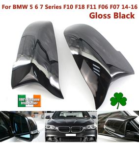 2X Rear Wing Mirror Cover Cap Gloss Black For BMW F01 F10 F11 F18 LCI 2014-18