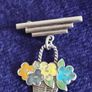 Vintage sterling silver and enamel flower basket brooch. Image 6