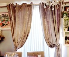 Silver-Grey Velvet Effect Curtains