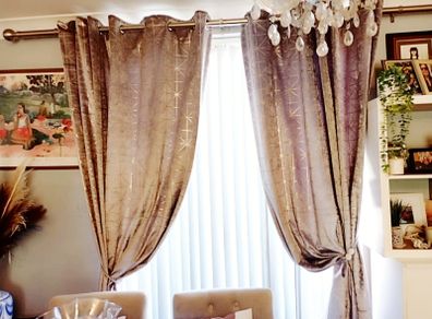 Silver-Grey Velvet Effect Curtains